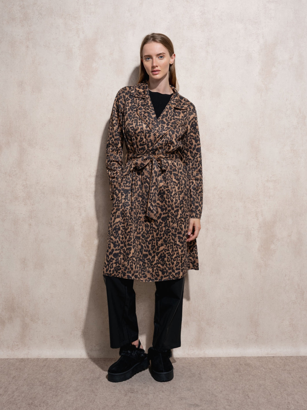 Animal print trench