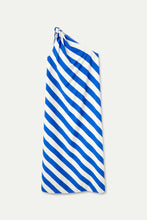 Cargar imagen en el visor de la galería, Vestido largo asimétrico rayas azules
