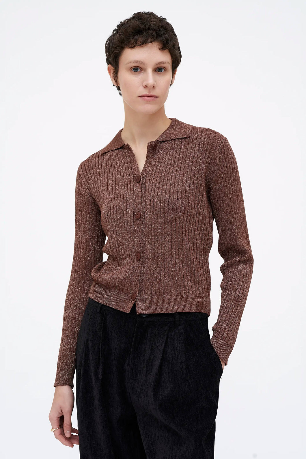Cárdigan punto marrón