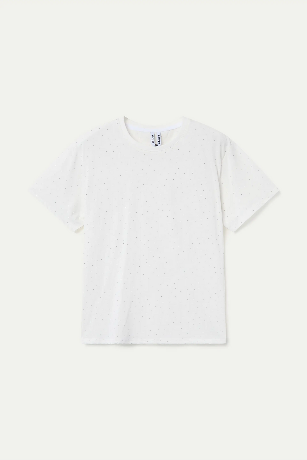 Camiseta blanca 100% algodón con apliques plateados