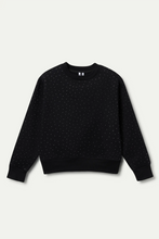 Cargar imagen en el visor de la galería, Sudadera negra con strass plateado
