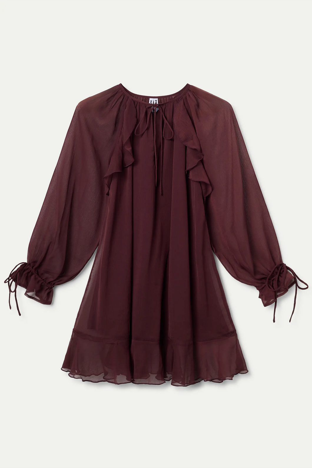 Vestido corto chiffon marrón