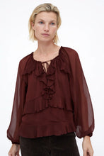 Cargar imagen en el visor de la galería, Top chiffon marrón
