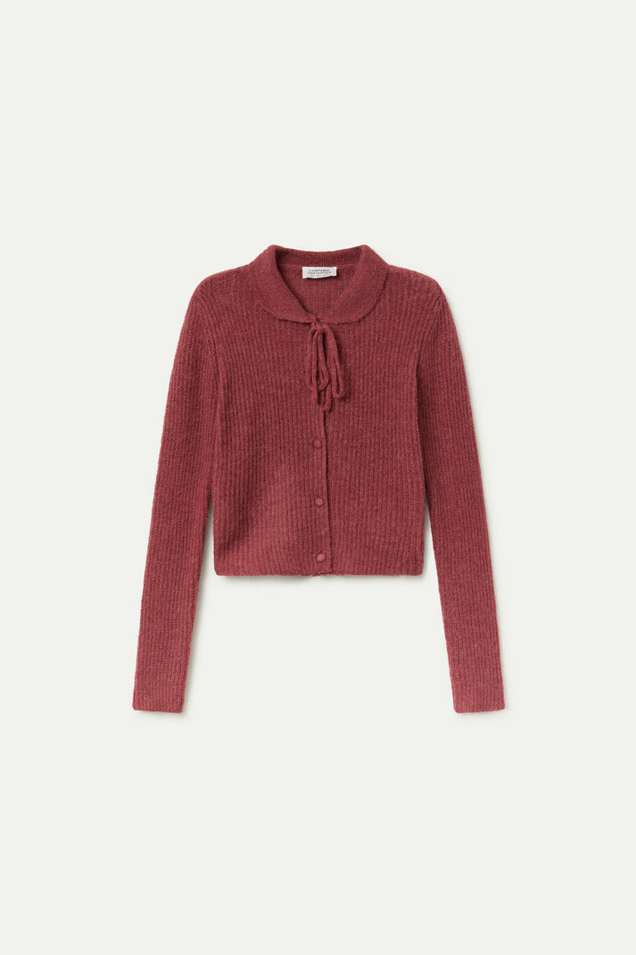 Cárdigan de punto con lazada óxido