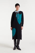Cargar imagen en el visor de la galería, Vestido midi jacquard con estampado Super Green Heart

