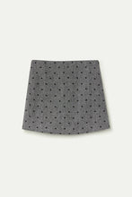 Cargar imagen en el visor de la galería, Falda tweed con estampado de corazones negro

