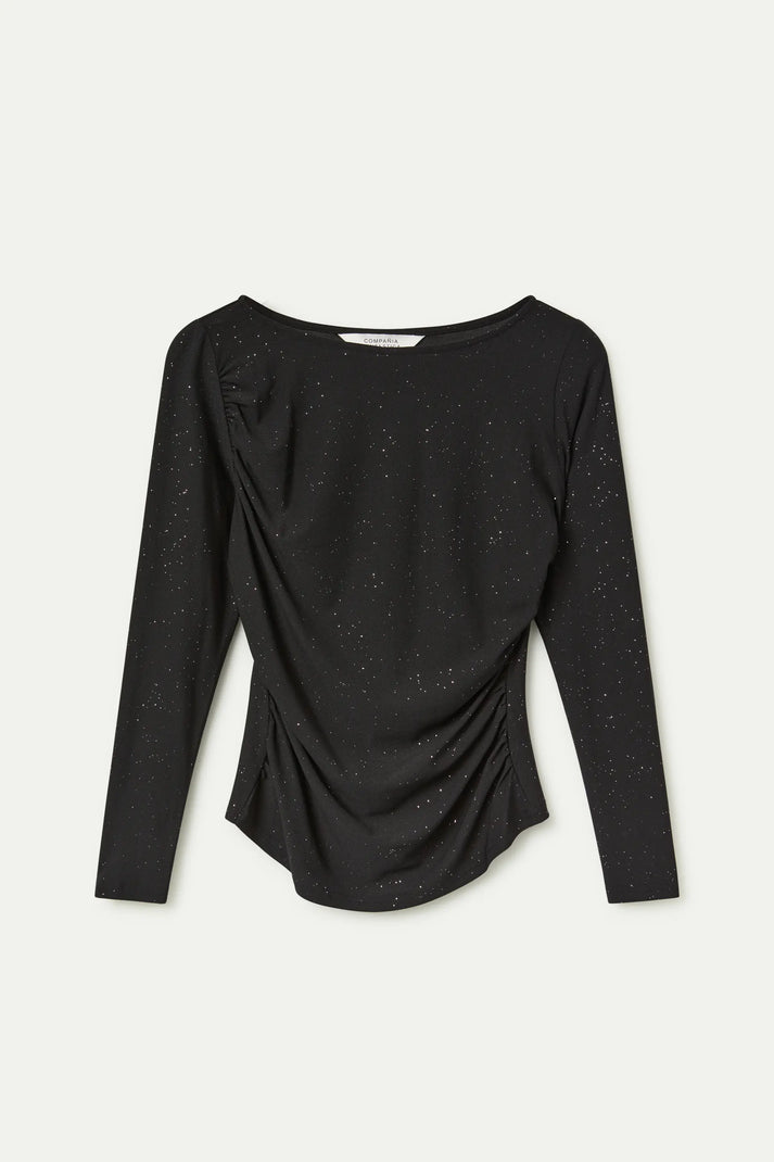 Camiseta cuello barco negro