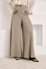Cargar imagen en el visor de la galería, ORVINA PANTALÓN PALAZZO CUADROS CON BORDADOS
