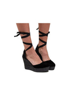 Cargar imagen en el visor de la galería, Charlene Negro | Espadrilles con Cuña Alta
