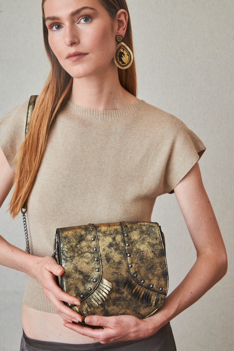 Bolso Metalizado Flecos