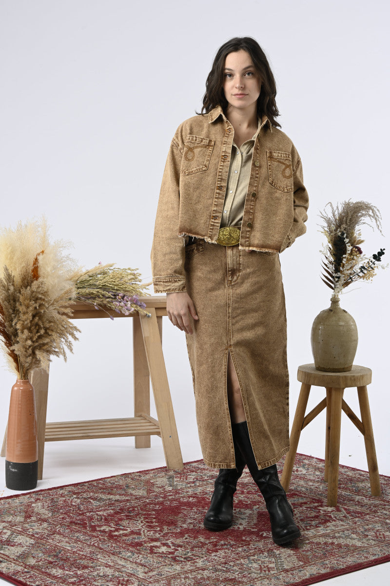 CHAQUETA DENIM MARRON DOC